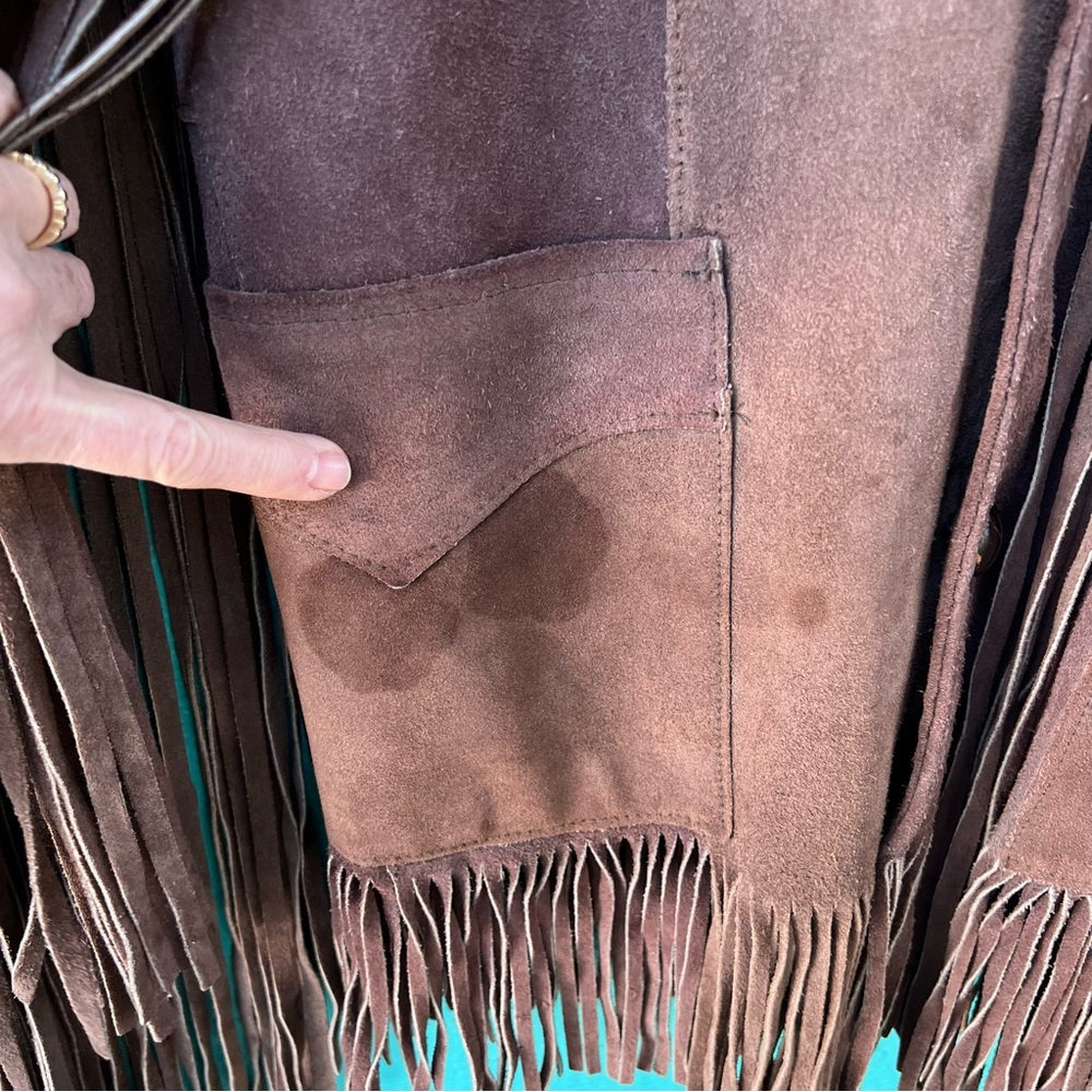 1970 Brown Super Long Fringe Suede Jacket VINTAGE WESTERN SIZE 40 OOAK - Picture 8 of 16